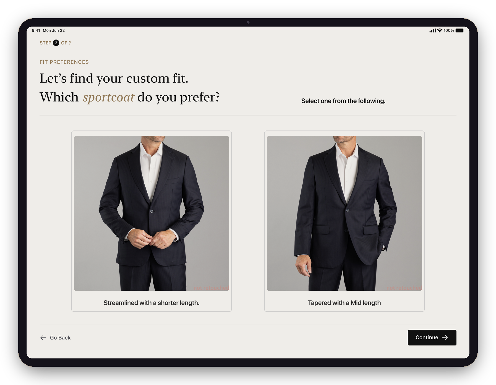 Fit preference — which sportcoat, two real photos