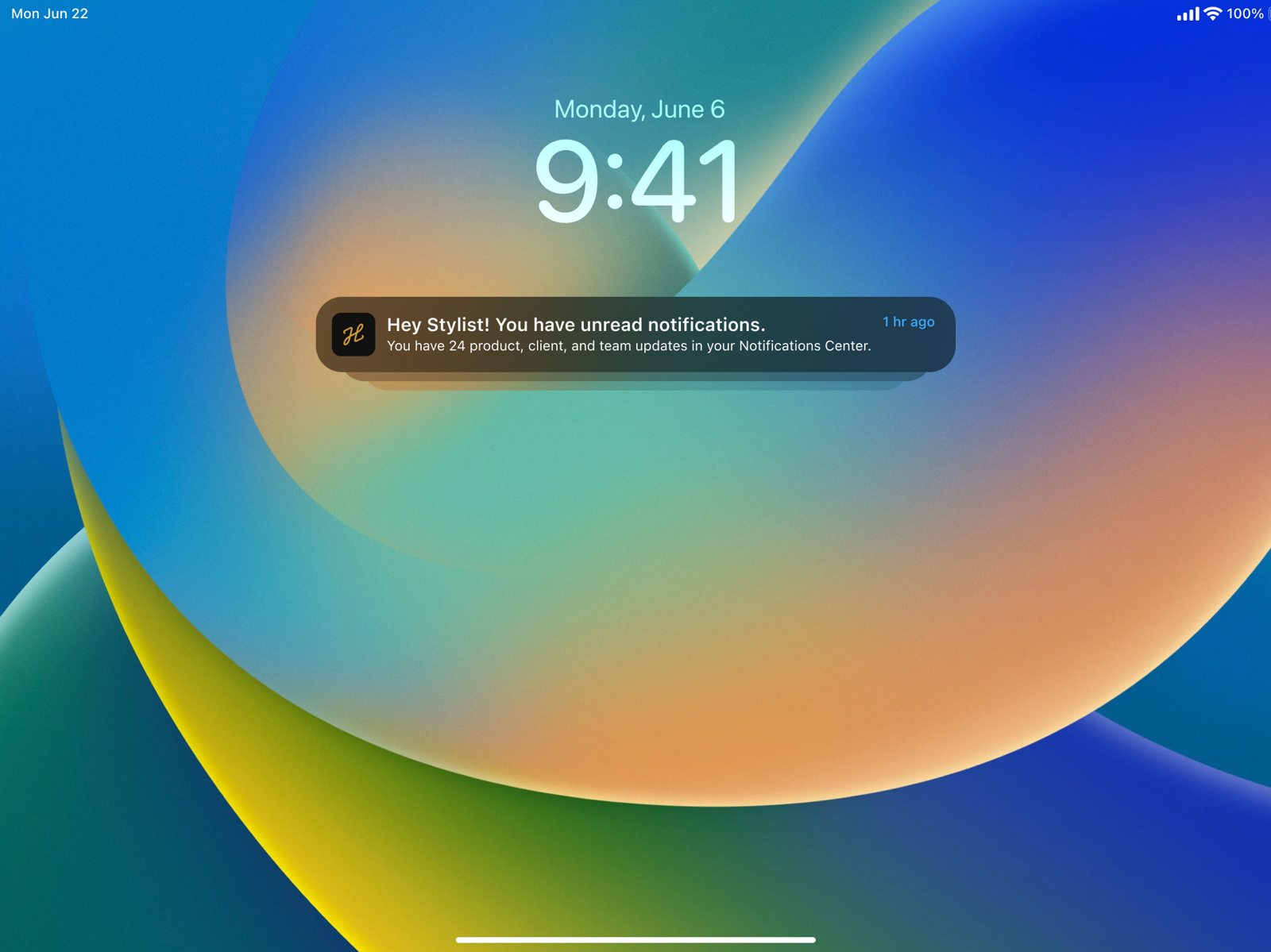 iPad lock-screen notification preview
