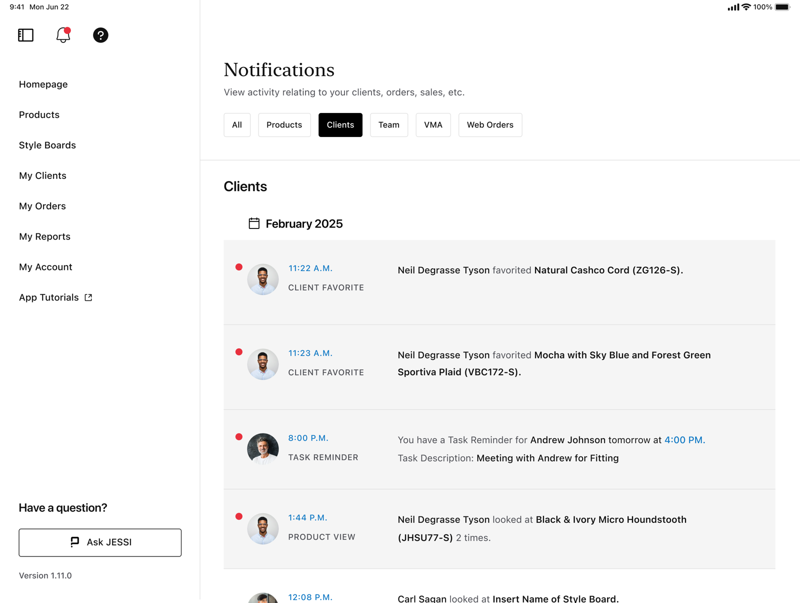 Client notifications