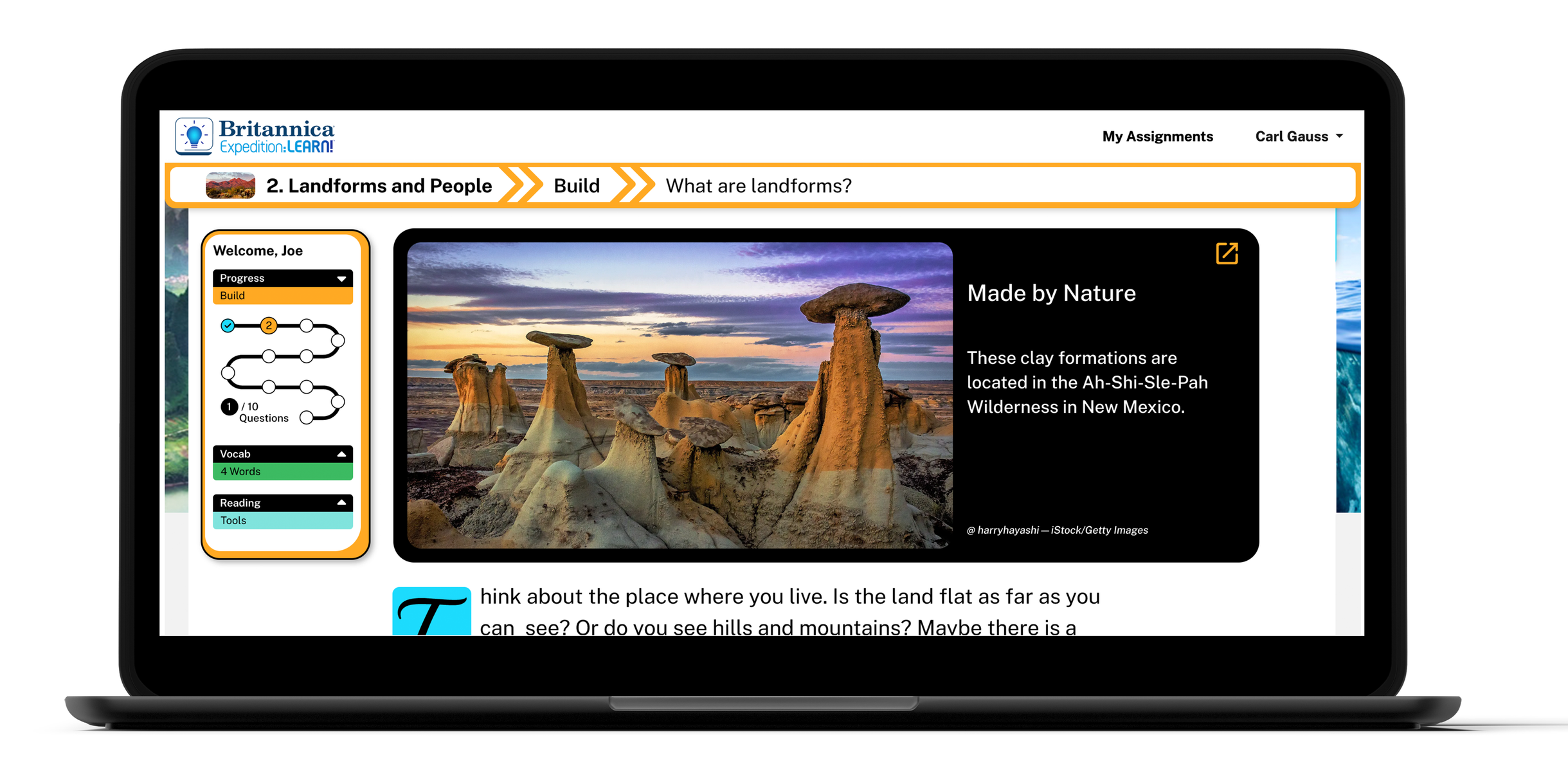 Expedition Learn — Chromebook view