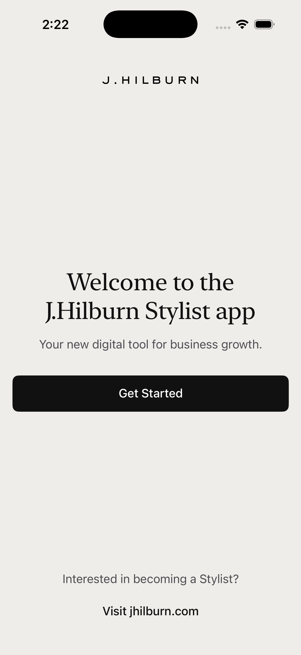 Login screen