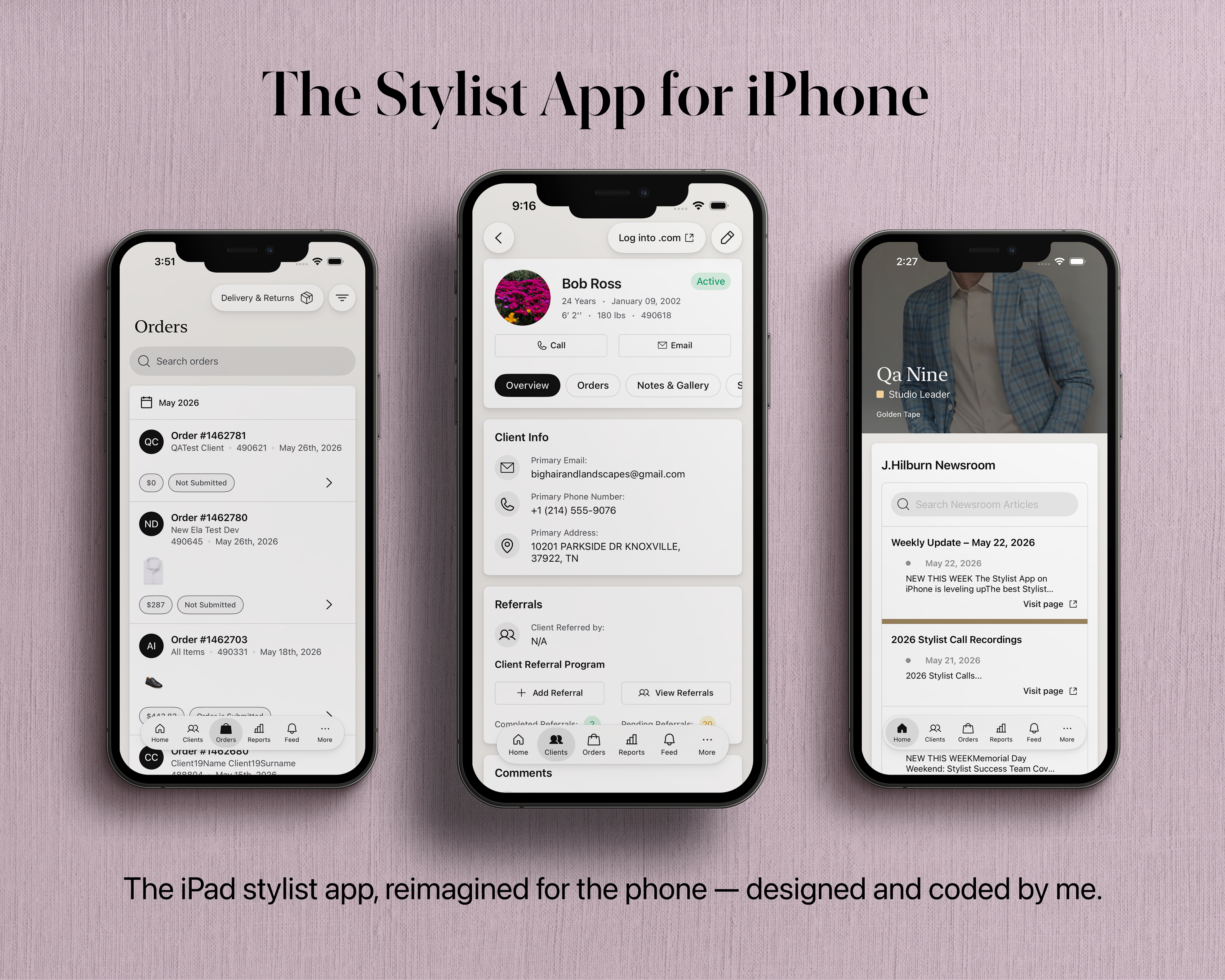iPhone Stylist App — the iPad stylist app reimagined for the phone, designed and coded by Rebekah Terry